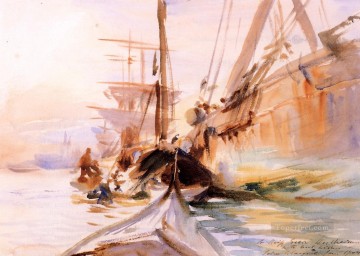 ドックスケープ Painting - ボートの荷降ろし ベニス ジョン・シンガー・サージェント